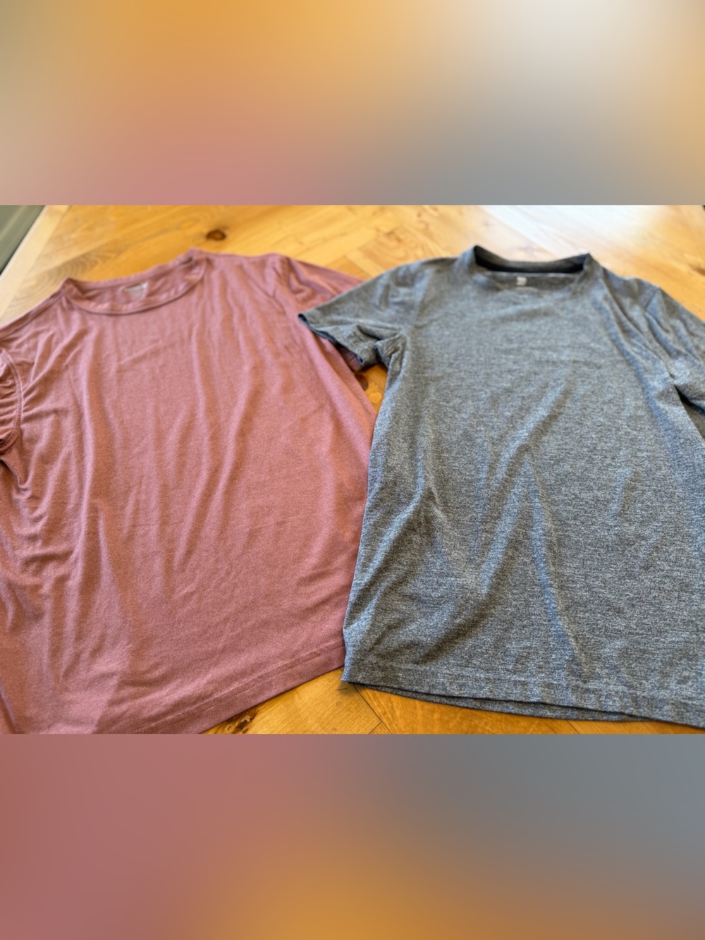 Women’s athletic Short-Sleeve Tee Pair in Dusty Rose and Heather Gray bundle